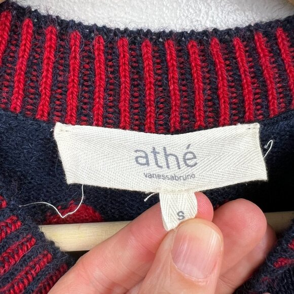 Vanessa Bruno Athe Fringe Sweater Dress Size Small Gray Alpaca Wool Fair Isle - Picture 3 of 7